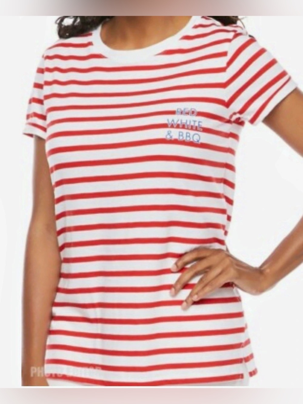 St. John's Bay Striped Graphic Tee in White & Red